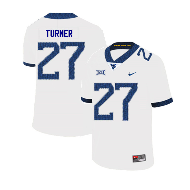 NCAA Men's Tacorey Turner West Virginia Mountaineers White #27 Nike Stitched Football College 2019 Authentic Jersey FJ23J84ME